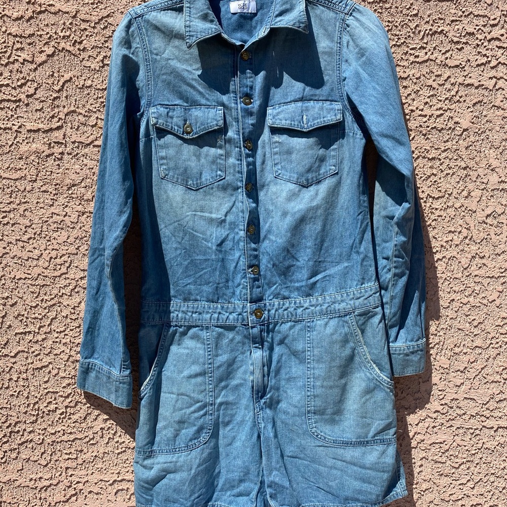 MADE GOLD DENIM ROMPER - Picture 2 of 8